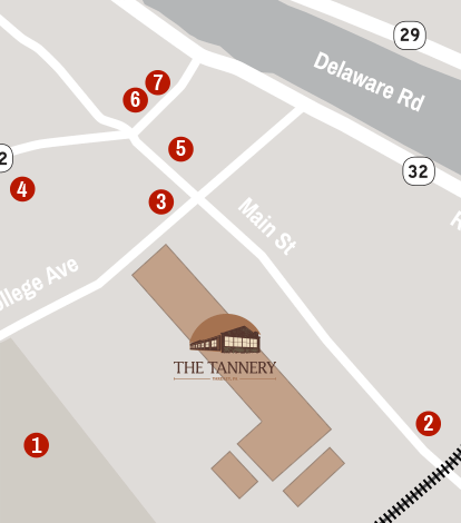 Map displaying amenities near The Tannery.